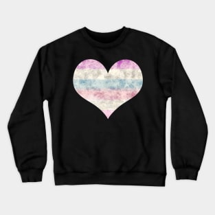 Bigender Pride Heart - Watercolor Crewneck Sweatshirt